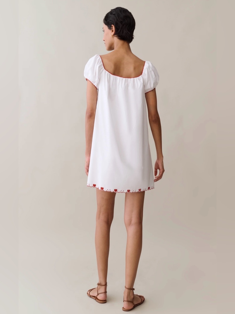 Sorella Nya Cotton Dress White Red Heart Embroidery S NWT - Picture 3 of 8
